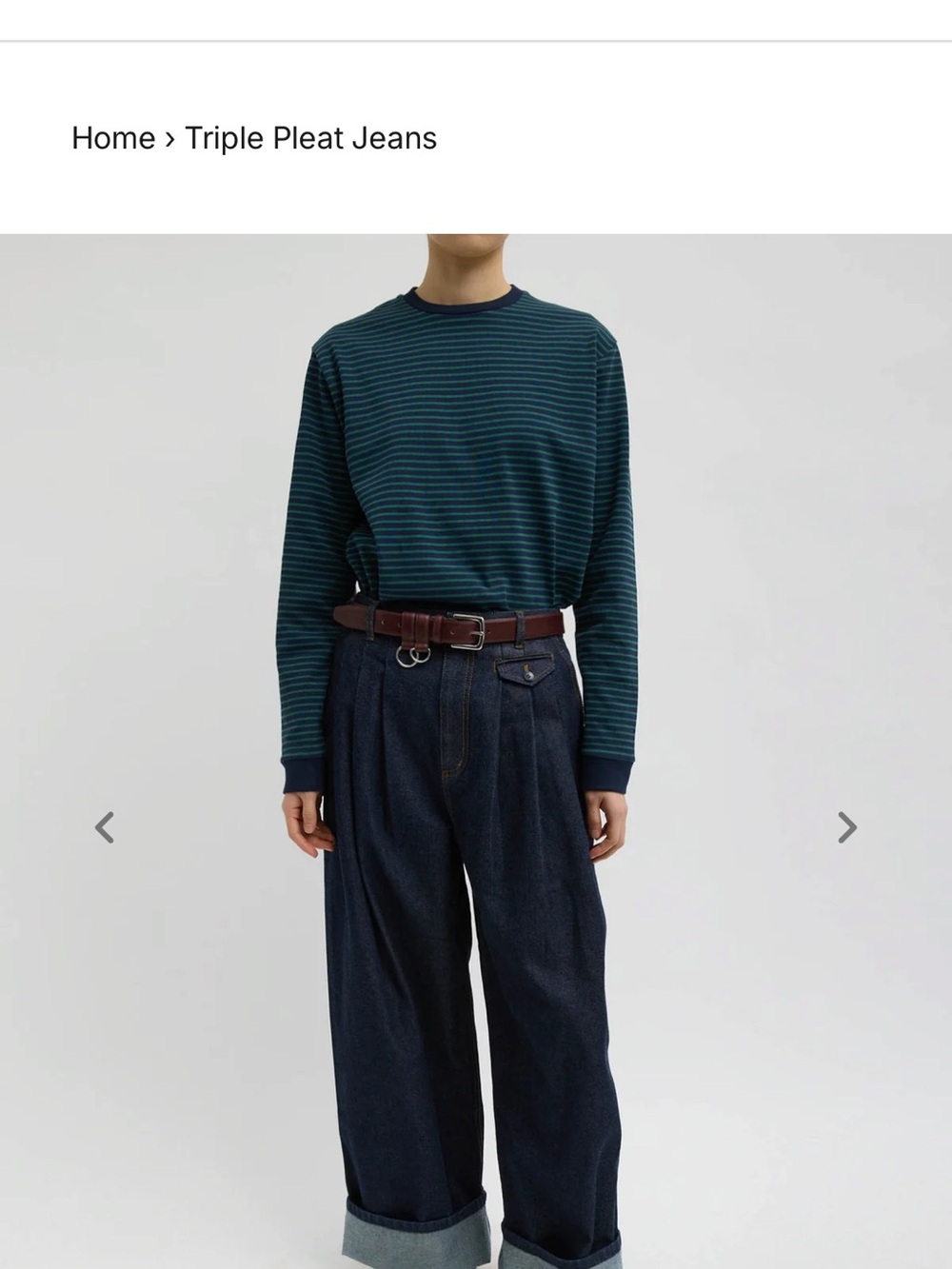 Tibi Dark Indigo Triple-Pleat Wide Leg Jeans with Light Cuff